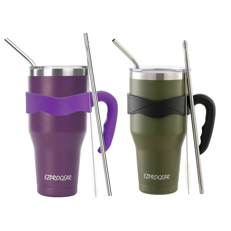 20 oz Stainless Steel Tumbler Double Wall Vacuum Insulated Coffee Cup  Travel Mug with Straws No Handle (Purple) 