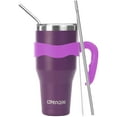 thumbnail image 1 of Ezprogear 40 oz Stainless Steel Tumbler Double Wall Travel Cup Vacuum Insulated Mug with Handle & Straws (Grape), 1 of 5
