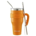 thumbnail image 1 of Ezprogear 40 oz Stainless Steel Tumbler Double Wall Travel Cup Vacuum Insulated Mug with Lid & Straws (Dark Orange), 1 of 7