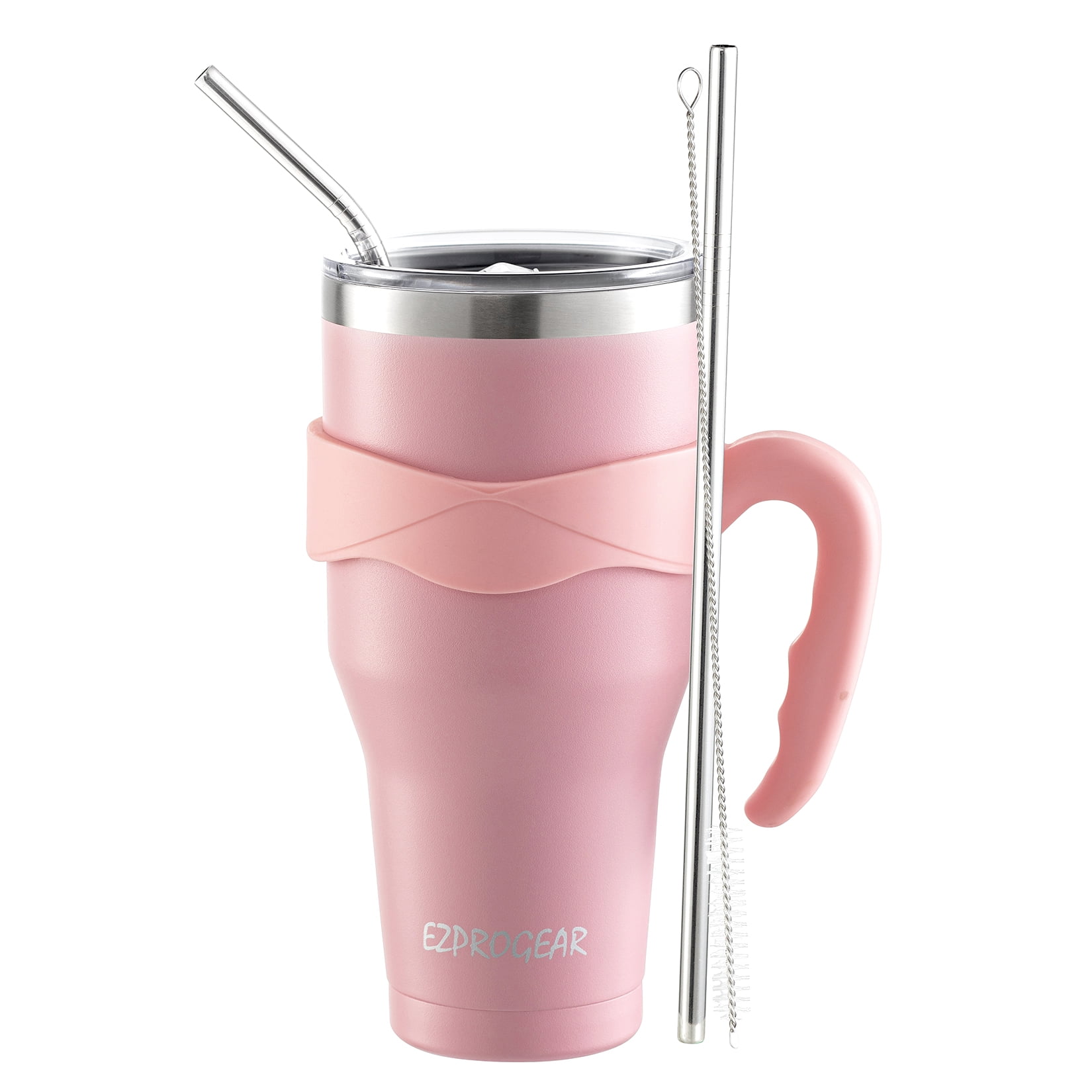 Sivio 40 oz Tumbler With Handle and Straw Lid Stainless Steel Insulated  Tumblers Travel Mug for Hot and Cold Beverages,Pink
