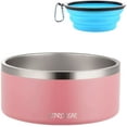 thumbnail image 1 of Ezprogear 64 oz Stainless Steel Double Wall Dog Bowl Non-Slip Bottom for Dog, Cat, Pets with Collapsible Travel Dog Bowl (Pink Bowl), 1 of 8