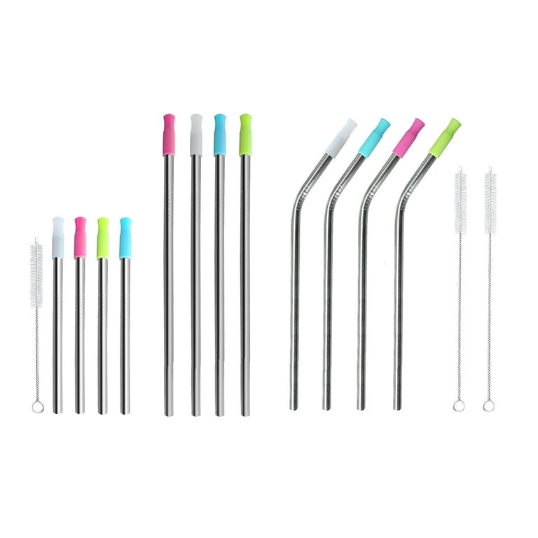 Ezprogear 8 mm Wide Straws (0.31 inch) Metal Stainless Steel Reusable  Drinking Wide Straws for Smoothies and Milkshake with Tips and Canvas Bag  (4M+4MB+4S) 