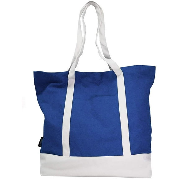 Ezprogear Large Heavy Duty Canvas Tote Bag 20" W x 17" H x 6" D (Blue/White)