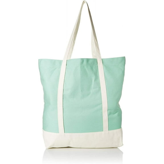 Ezprogear Large Heavy Duty Canvas Tote Bag 20" W x 17" H x 6" D (Green/White)