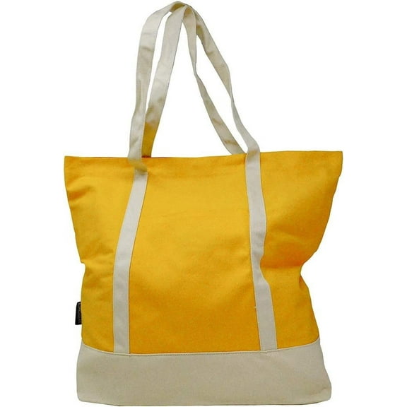 Ezprogear Large Heavy Duty Canvas Tote Bag 20" W x 17" H x 6" D (Mango/Cream)