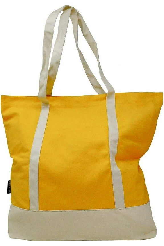 Ezprogear Large Heavy Duty Canvas Tote Bag 20" W x 17" H x 6" D (Mango/Cream)