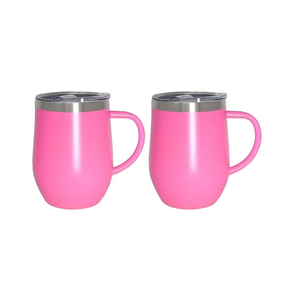 Ezprogear Stainless Steel 12 oz Coffee Mug Insulated Water Tumbler Handle Tea Cup with Slider Lid (12oz Hot Pink)