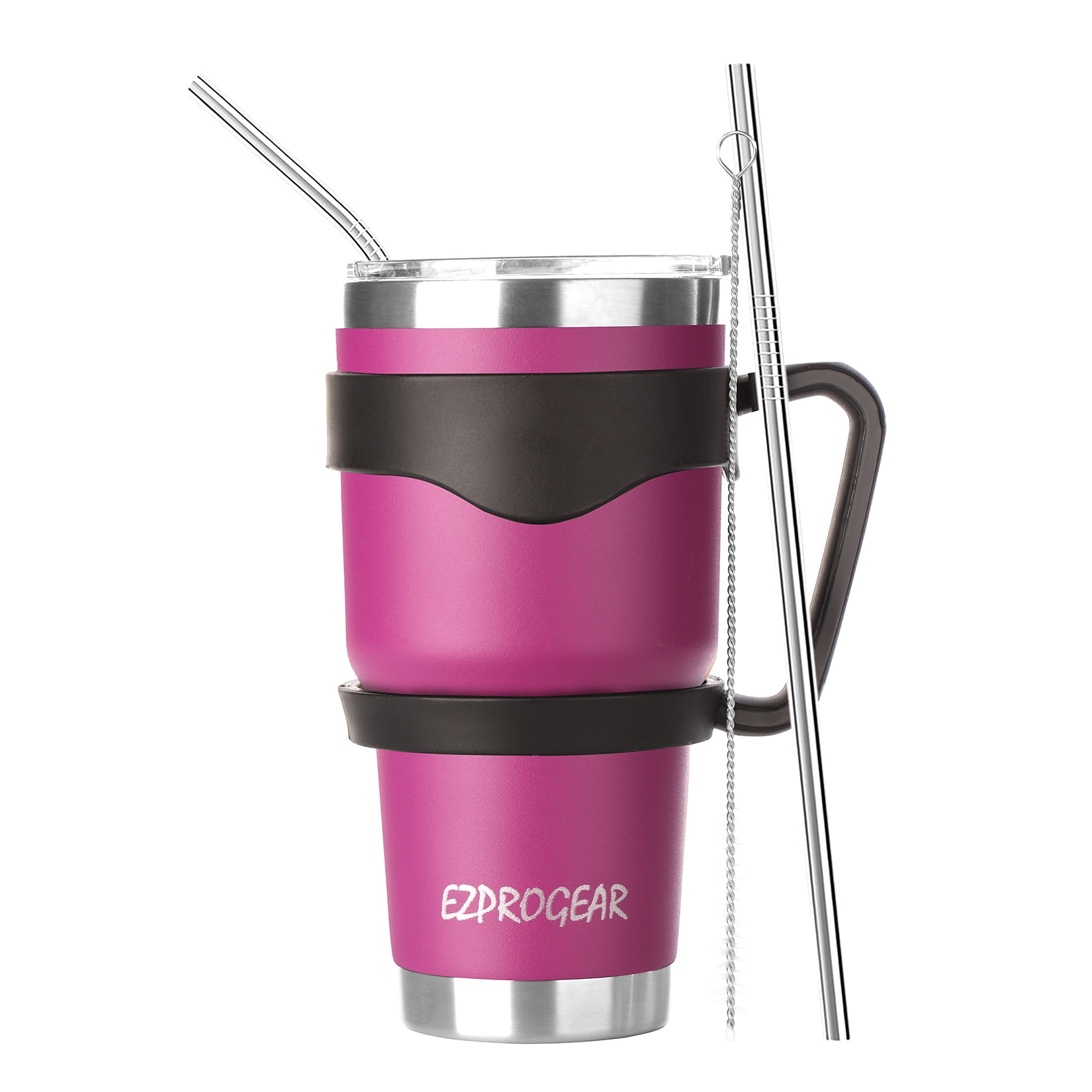 Ezprogear 20 Oz & 30 Oz Stainless Steel Vacuum Insulated Double Wall Tumbler With Straws And Handle 20 Oz 30 Oz Fuchsia Grape