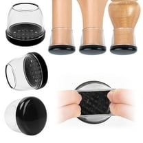 Ezprotekt 16 Pcs Chair Leg Covers for Carpet, Teflon Furniture Sliders Silicone Chair Leg Protectors(2inch Round Clear)