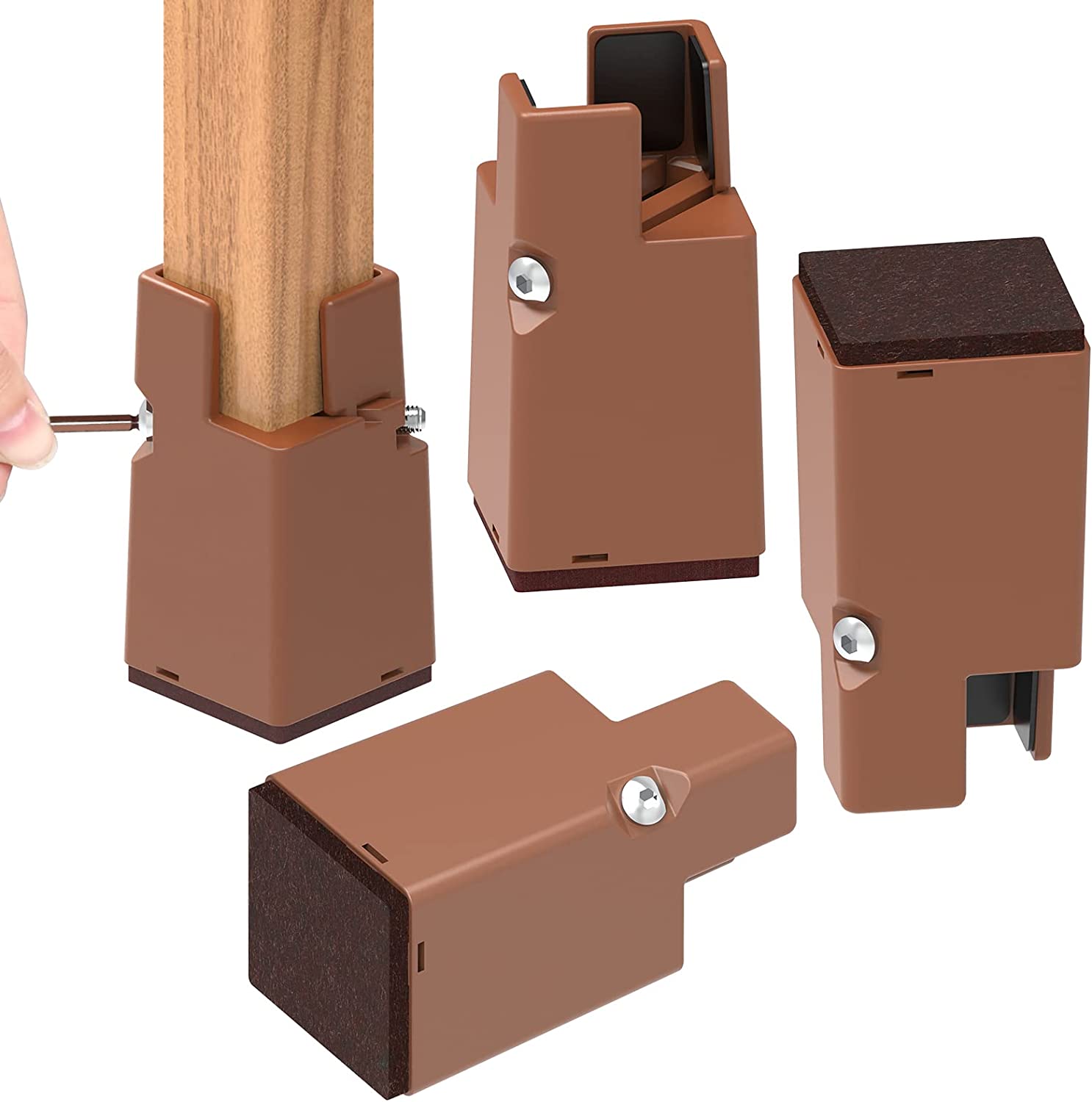 Ezprotekt 2 Inch Chair Risers with Screw Clamp Heavy Sofa Couch Tables