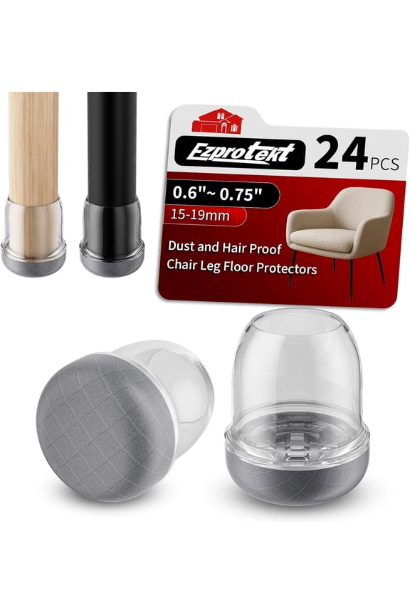 24 PCS Silicone Chair Leg Floor Protectors for Hardwood Floors, Dust and Hair Proof Chair Leg Caps,Chair Leg Sliders for Carpet,S (Fit 0.6" - 0.75")