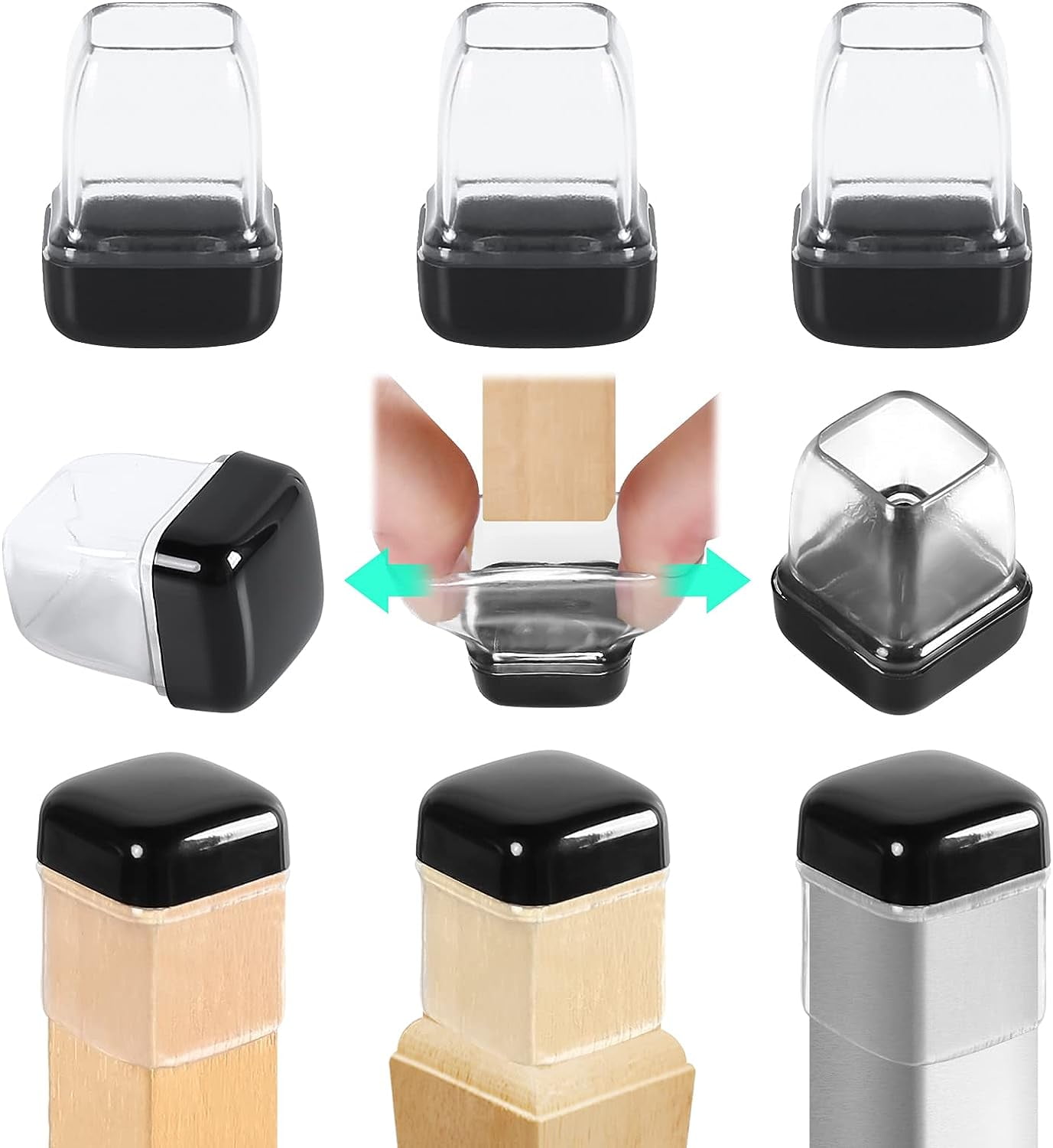 Ezprotekt 24 Pcs Chair Leg Caps,Chair Leg Sliders for Carpet,Teflon Furniture Movers Sliders(0.