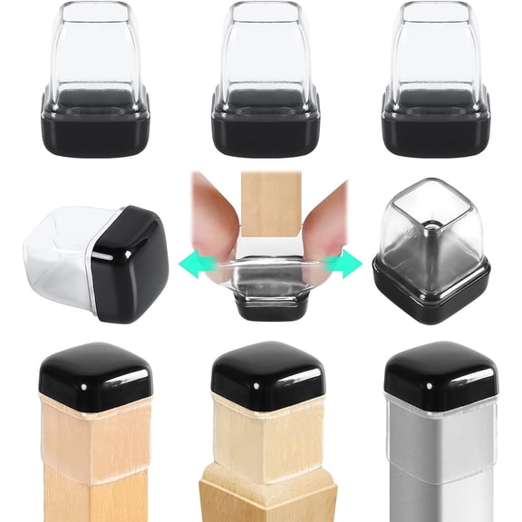 Ezprotekt 24 Pcs Chair Leg Caps,Chair Leg Sliders for Carpet,Teflon Furniture Movers Sliders(0.75",Clear)