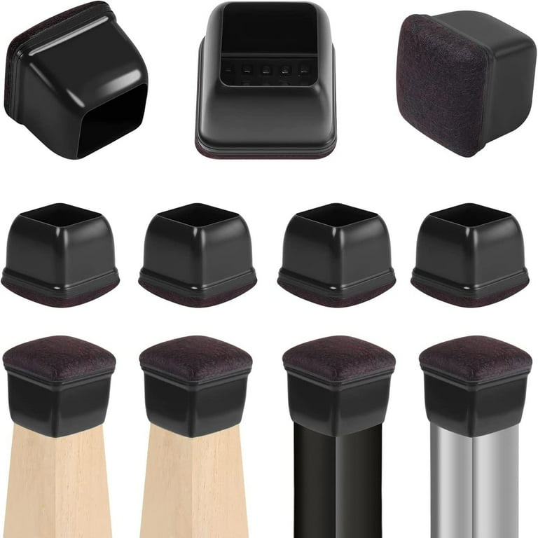 Ezprotekt 24 Pcs Chair Leg Covers Chair Leg Floor Protectors with Wrapped Felt 1 Square Black Walmart