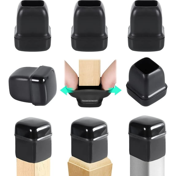 Ezprotekt 24 Pcs Chair Leg Sliders for Carpet, Chair Leg Caps Protectors,Teflon Furniture Movers Sliders (0.75",Black)