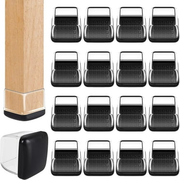 Ezprotekt 24 Pcs Chair Leg Sliders for Carpet,Clear Square Furniture Sliders Chair Leg Protectors