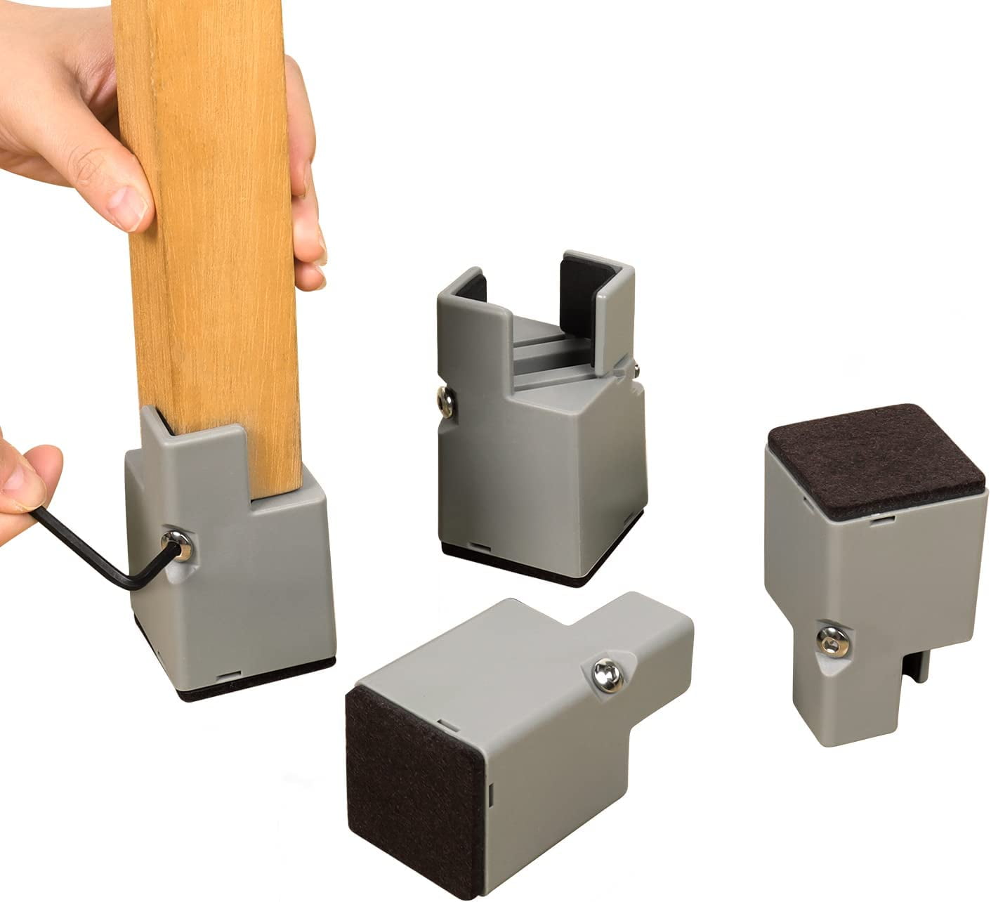 Ezprotekt 4 Inch Bed and Furniture Risers with Screw Clamp Sofa Tables