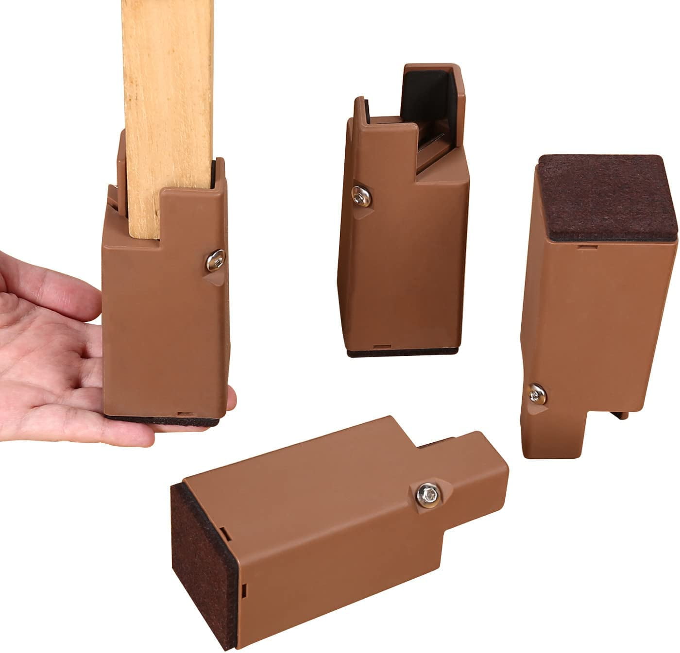 Ezprotekt 4 Inch Bed and Furniture Risers with Screw Clamp Sofa Tables