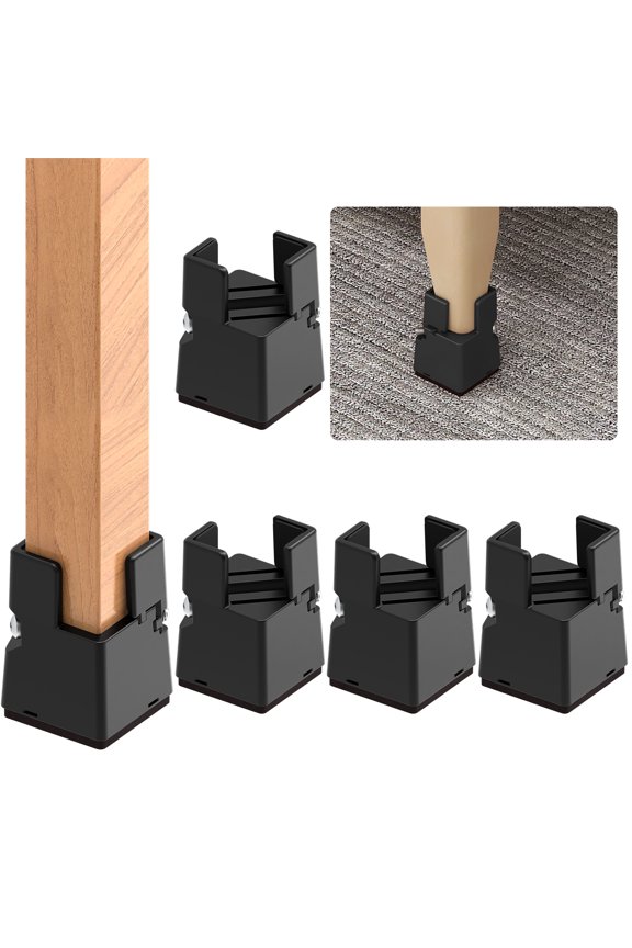 4Pack Adjustable Furniture Risers Screw Clamp,Bed Risers, Elevation in Heights 2"Heavy Duty Risers, Fit 0.87" to 1.5"