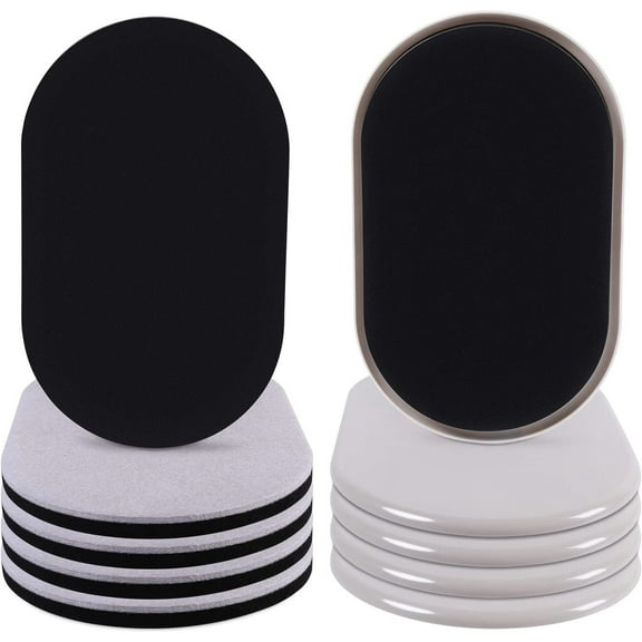 Ezprotekt 8 Pack 9-1/2" x 5-3/4" Oval Reusable Large Furniture Sliders for Carpet and Hardwood Floors,4 PCS Felt Furniture Movers for Hard Surface, 4 PCS Moving Pads for Carpet (Beige)