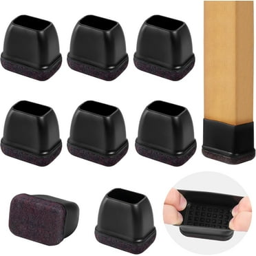 Small Rectangle Silicone Chair Leg Caps with Felt Pads, 8PCS Rectangular Chair Leg Floor Protectors for Hardwood Floors, Chair Leg Covers to Protect Floors(Black,Fit Length 0.9"-1.3" Width 0.6"-0.9")