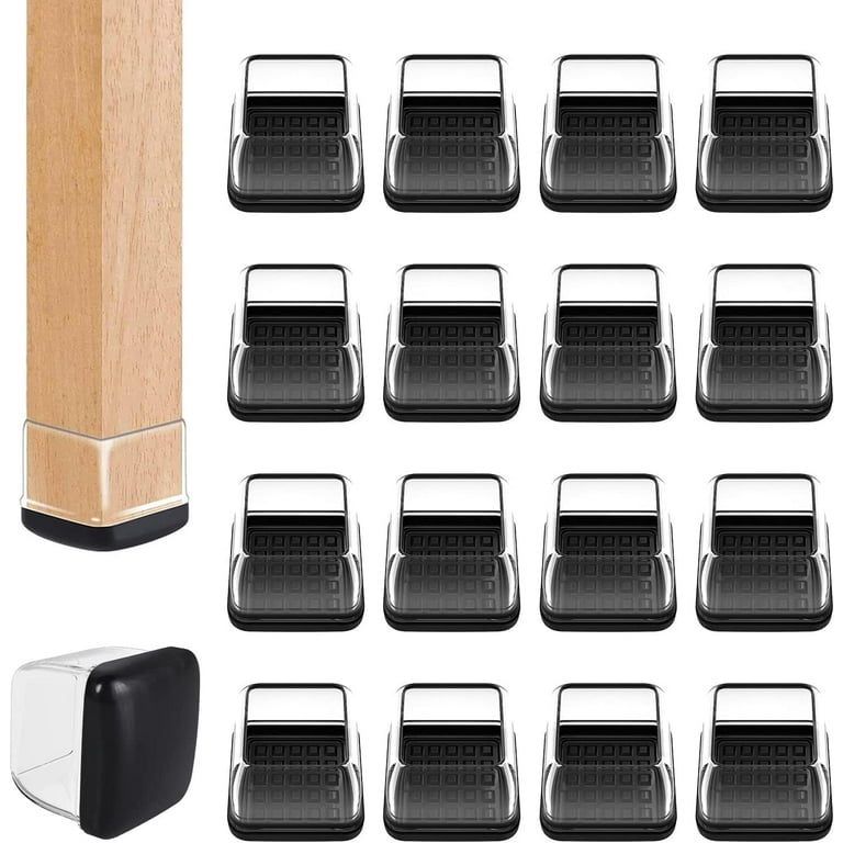 Ezprotekt 24 Pcs Clear Square Chair Leg Sliders for Carpet Furniture Floor Protection Pads Walmart