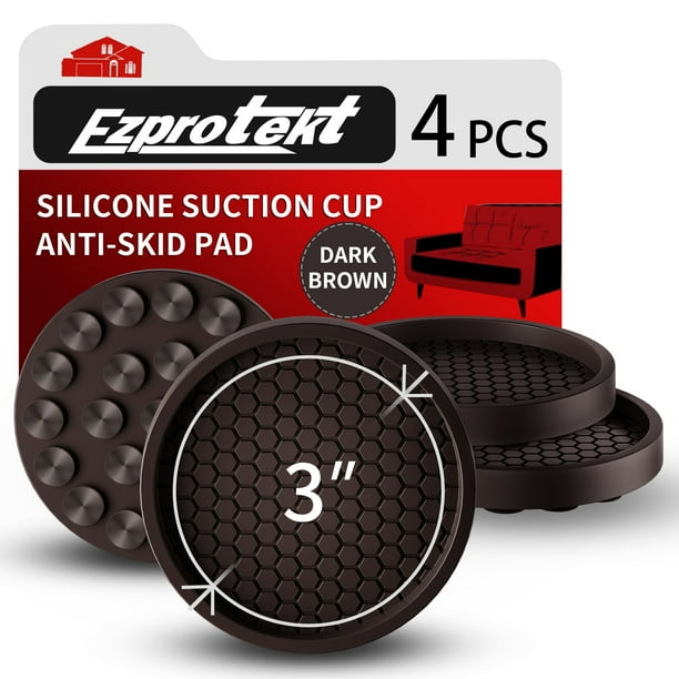 3 Inch Non Slip Furniture Coasters with Adsorption Suction Cup 4 PCS Round Rubber Furniture Caster Cups Anti Sliding Furniture Pads for Hardwoods Floors Bed Stopper Protectors Dark Brown Walmart Busin...