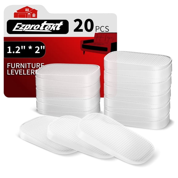 Ezprotekt Furniture Levelers, 20 Pcs Silicone Shims for Leveling, Multi-Purpose Furniture Leveling Feet, Anti-Wobble Pad for Chair Table Sofa Couch Bed Toilet for Home Improvement (Clear)