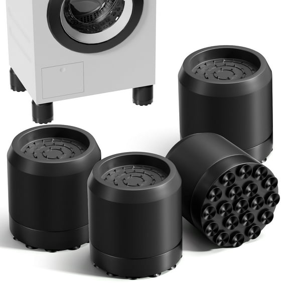 Ezprotekt Washing Machine and Dryer Anti-Vibration Pads - Set of 4 Shock Absorber Height Anti-Slip Pads - Noise Dampening, Stop Washer Dryer Walking,Black
