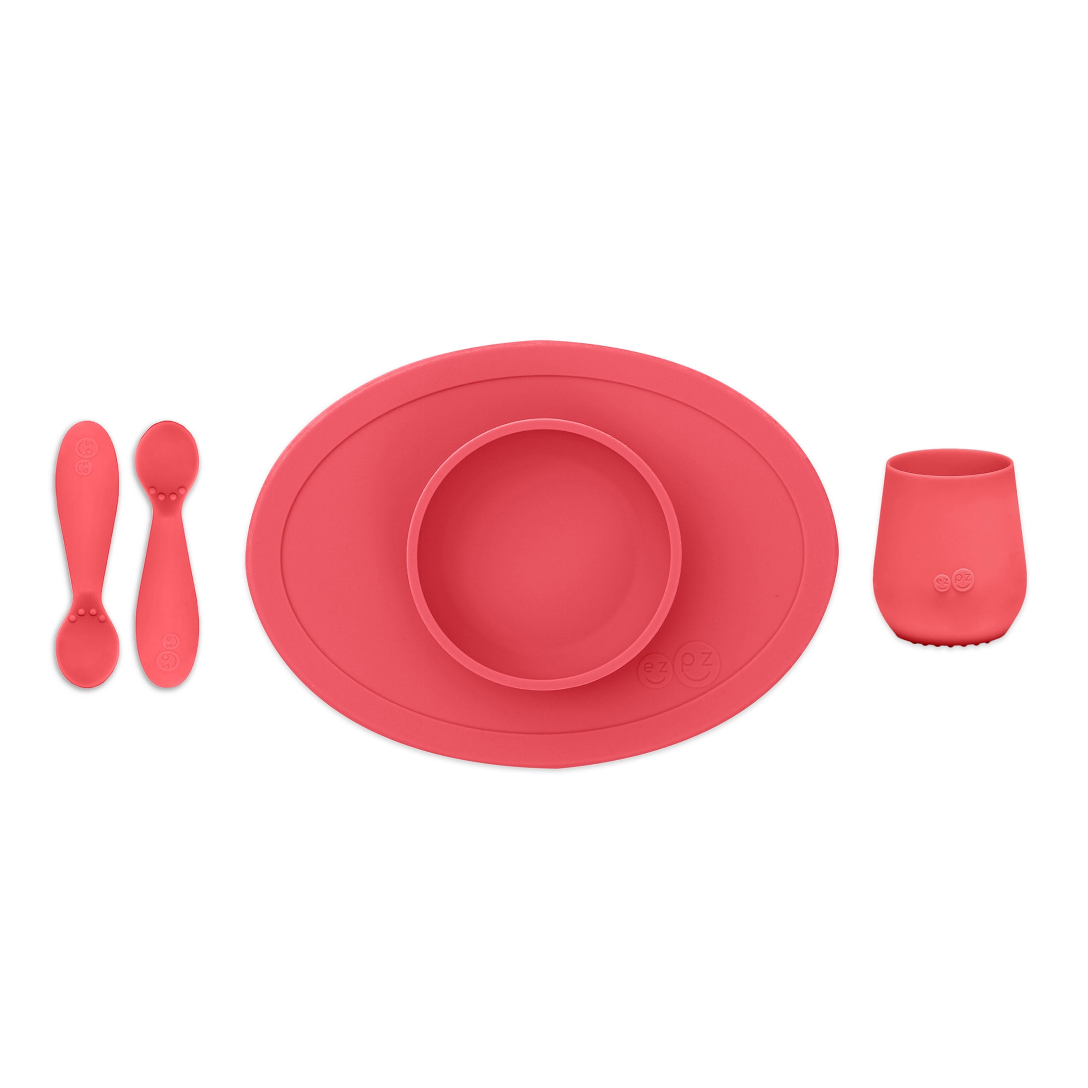 Ezpz First Foods Set (Sage) - 100% Silicone Mealtime Set - Includes