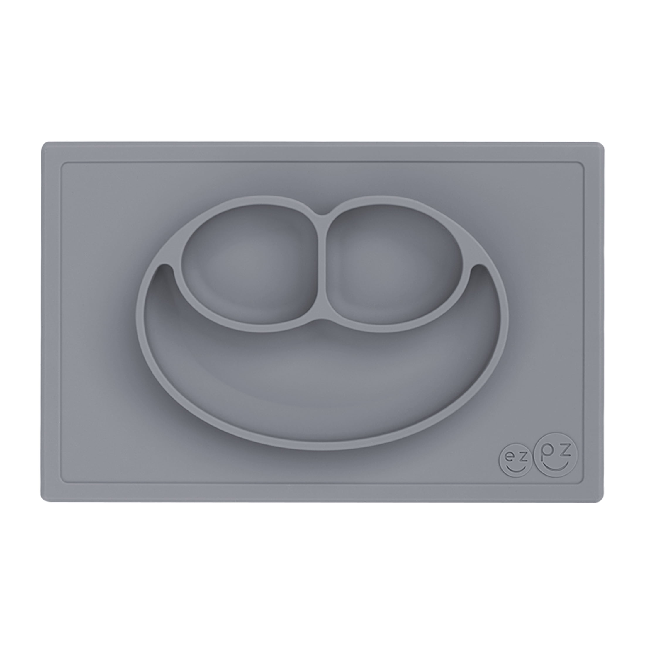 Ezpz Happy Mat (Gray) 100 Silicone Suction Plate with Builtin