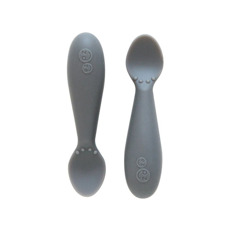 ezpz Tiny Spoon (2 Pack in Gray) - 100% Silicone Spoons for Baby Led  Weaning + Purees - Designed by a Pediatric Feeding Specialist - 6 Months+