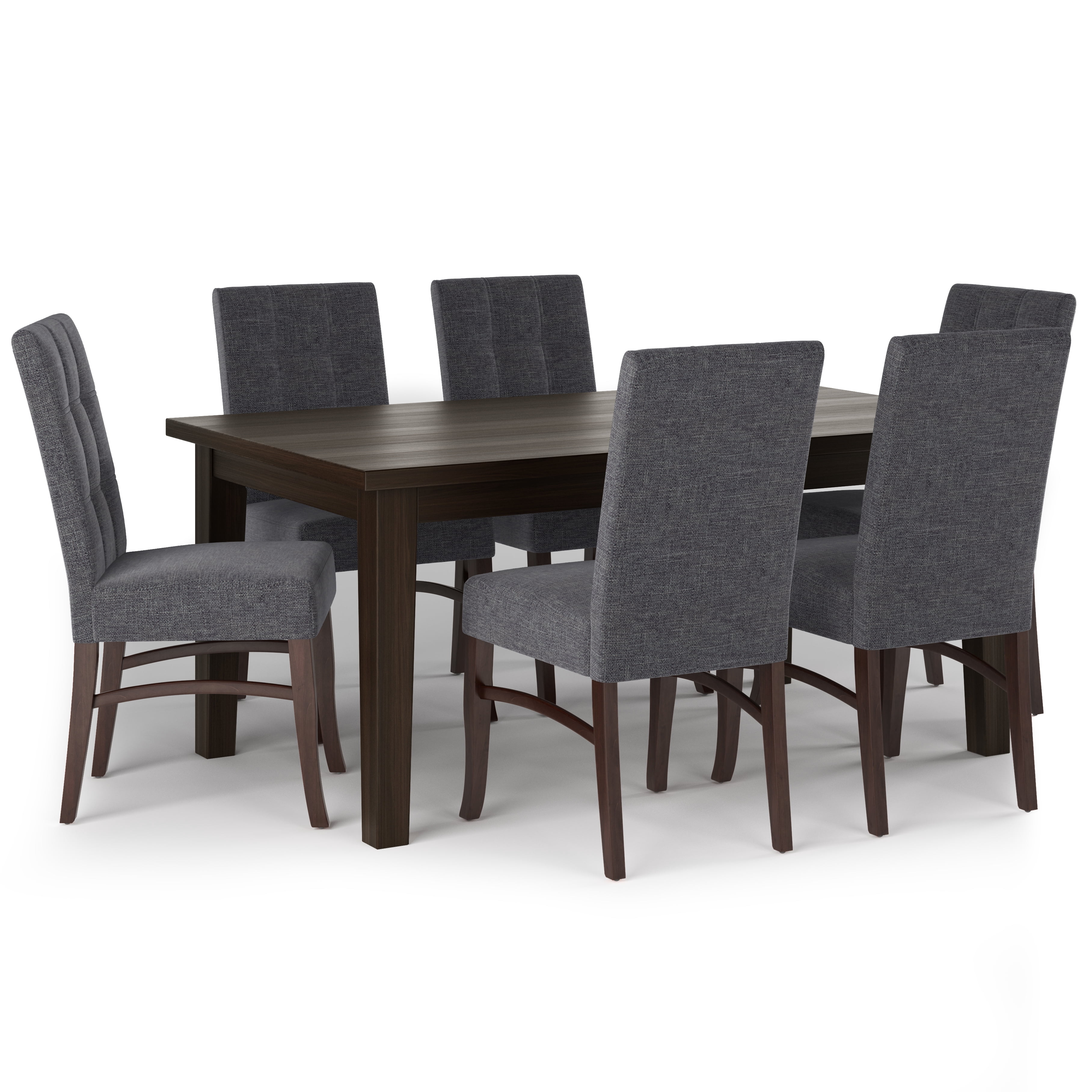 Ezra Contemporary 7 Pc Dining Set with 6 Upholstered Dining Chairs in ...