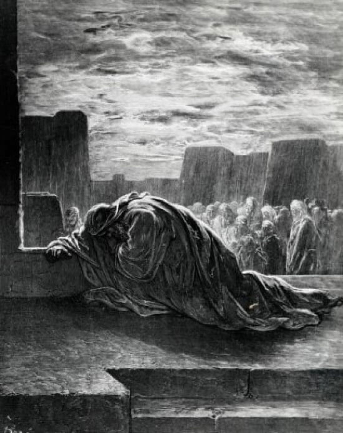 Ezra Praying Gustave Dore (1832-1883 French) engraving (1832-1883) Canvas Art - Gustave Dore (18 x 24)