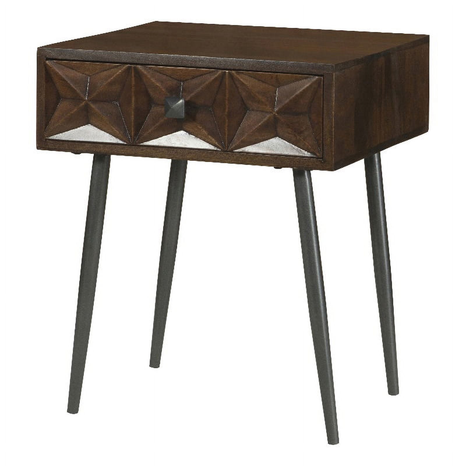 Ezra Dark Coffee Brown Mango Wood Accent Table with Storage Drawer