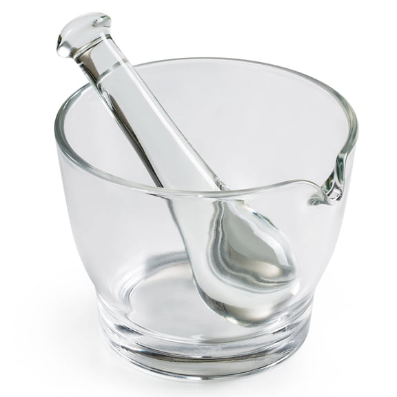 Eztrain 16oz Glass Mortar and Pestle Bowl, Medicine Grinder and Mixer for Pharmacy or Science Lab