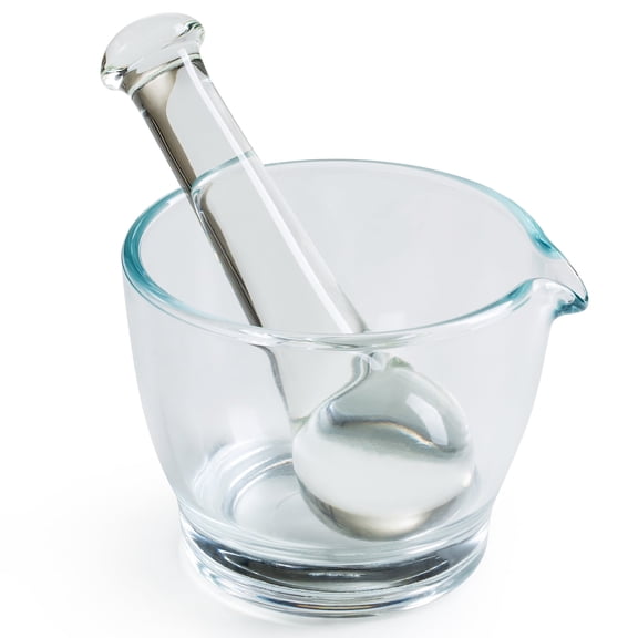 Eztrain 8oz Glass Mortar and Pestle Bowl, Medicine Grinder and Mixer for Pharmacy or Science Lab