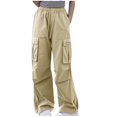 thumbnail image 1 of PUMISAS Casual Pants for Children Elastic Waist Solid Color Palazzo Pants with Pockets Lightly Soft Workout Pants Fashion Trendy Straight Leg Long Pants for Kids Size 2-16Y, 1 of 3