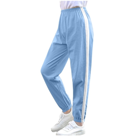 Ezubbcny Casual Athletic Pants for Children Solid Color Lightly High Waist Sports Long Pants Soft Comfortable Casual Workout Pants Fashion Trendy Straight Leg Pants for Kids