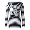 thumbnail image 1 of Ezubbcny Maternity Clothes for Women Striped Breastfeeding Casual Basic Fall Pregnant Tops Soft Breathable Long Sleeve Pullover Blouses Loungewear Mama Clothes Loose Maternity Sweater Shirt Outfits, 1 of 9