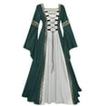 thumbnail image 1 of Ezubbcny Renaissance Dress for Women Long Trumpet Sleeve Flowy Medieval Dress Crewneck Retro Dress Fashion A-Line Maxi Dress Solid Color Flare Halloween Costume for Cosplay Halloween, 1 of 5