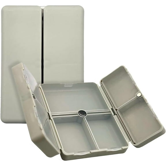 Ezy Dose Bi-Foldable Magnetic Pill Organizer, 7 Compartments, Travel-Friendly, Gray