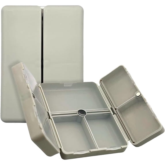 Ezy Dose Bi-Foldable Magnetic Pill Organizer, 7 Compartments, Travel-Friendly, Gray