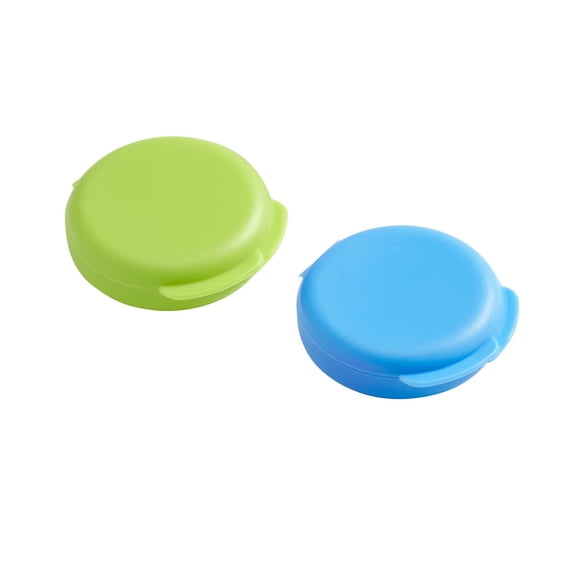 Ezy Dose Daily Round Containers, Compact On-The-Go Pocket Pharmacy, Snap Shut Lids, Travel Friendly, Blue and Green, 2 Pack, BPA Free