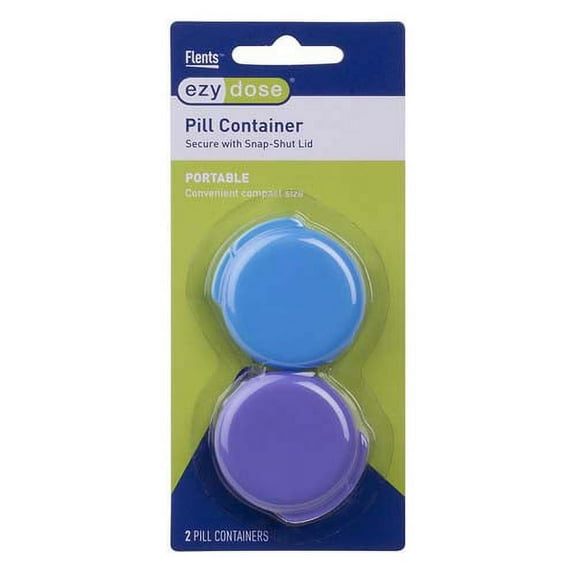 Ezy Dose Daily Round Portable Pill Containers, 67700, 2 Ea