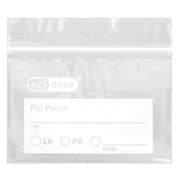 Ezy Dose Disposable Zippered Seal Pill Pouches, Write on Label, 50 Count