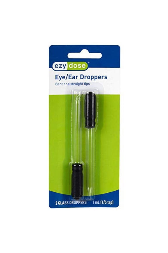 Ear and Eye Medicine Dropper, For Liquid & Essential Oils, 1mL Capacity, Glass, Straight and Bent Tip, Made in the USA