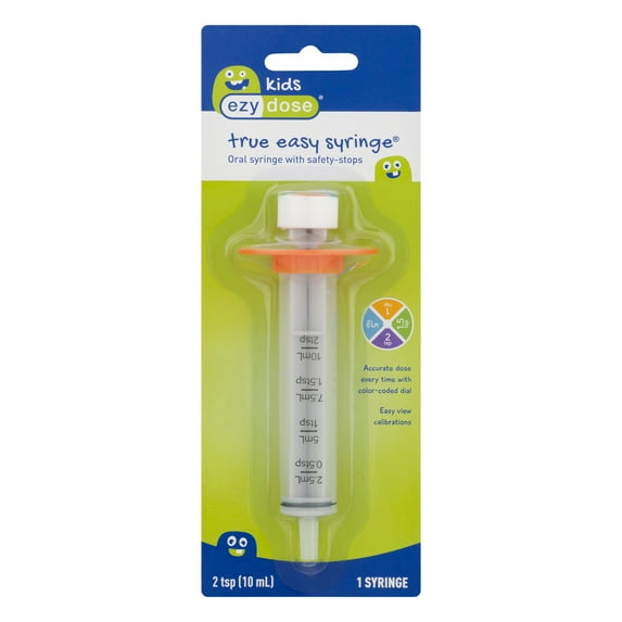 Ezy Dose Kids Baby Oral Syringe & Dispenser, Easy Design for Liquid Medicine, 10 ml / 2 Tsp, BPA Free Plastic