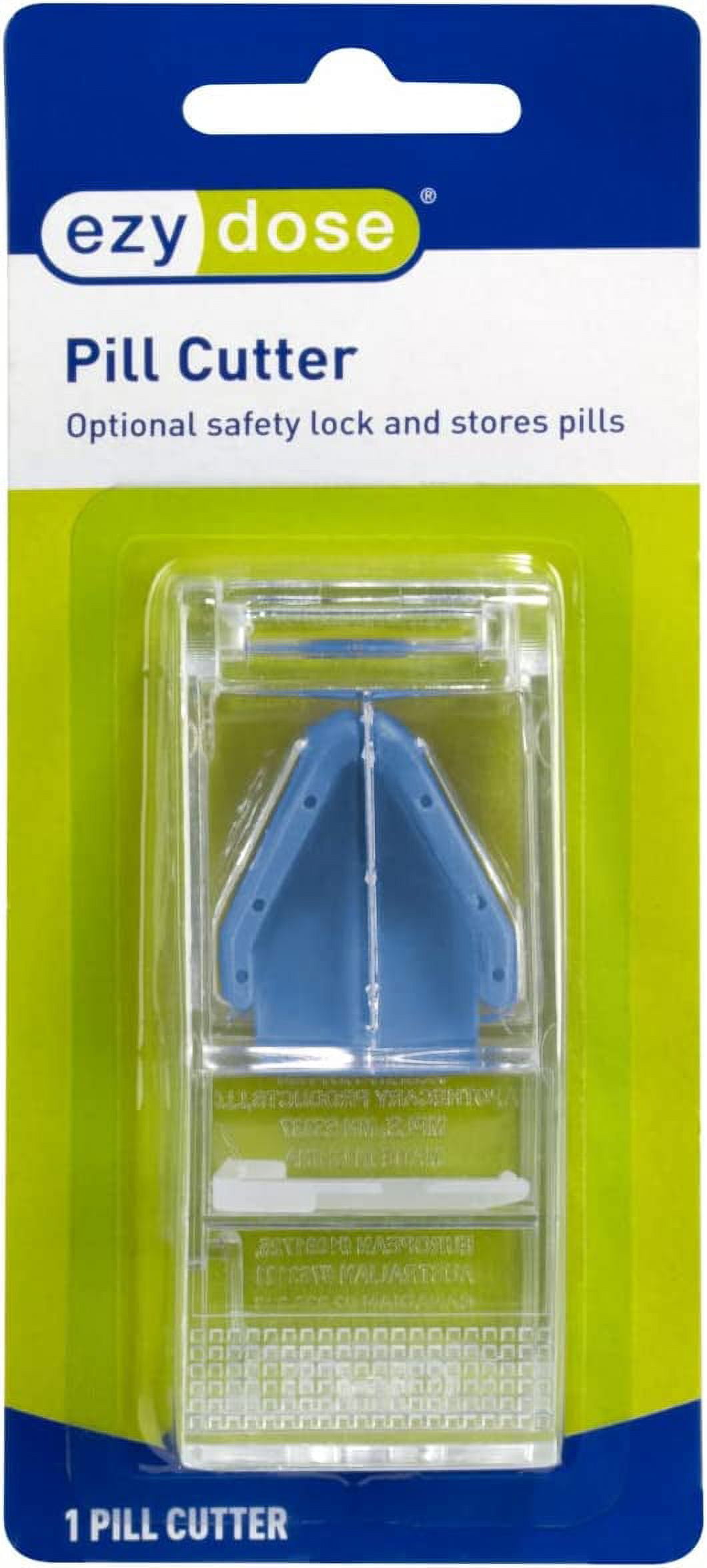 Ezy Dose Locking Pill Cutter, Cuts Pills, Vitamins and Tablets, Blue