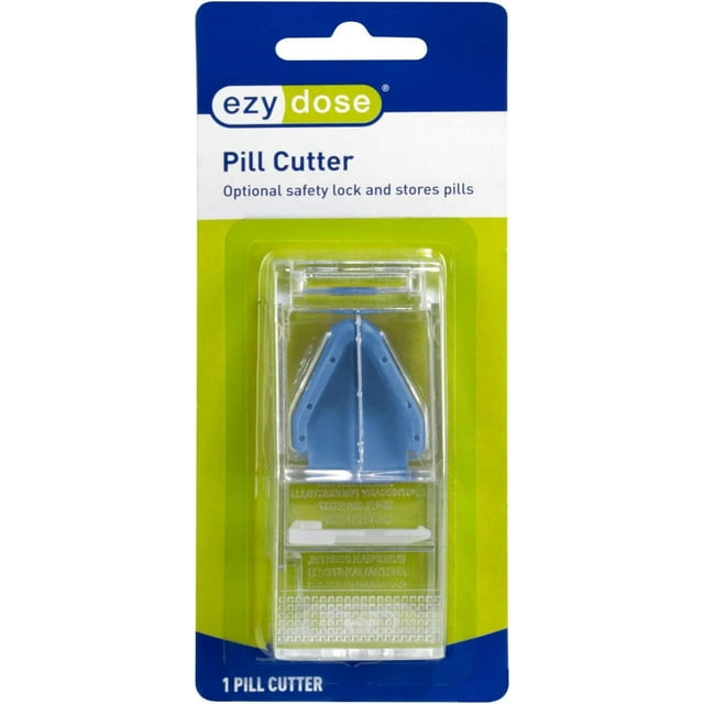 Ezy Dose Locking Pill Cutter, Cuts Pills, Vitamins and Tablets, Blue